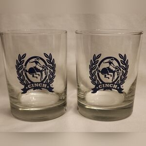 Set of 2 Cinch Brand Whiskey Glasses 12 oz